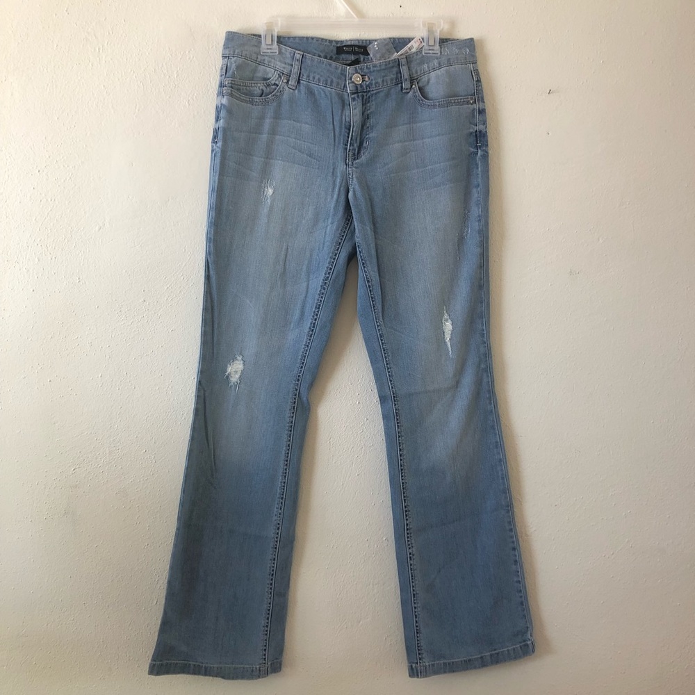 White House Black Market bootleg distressed jeans 8